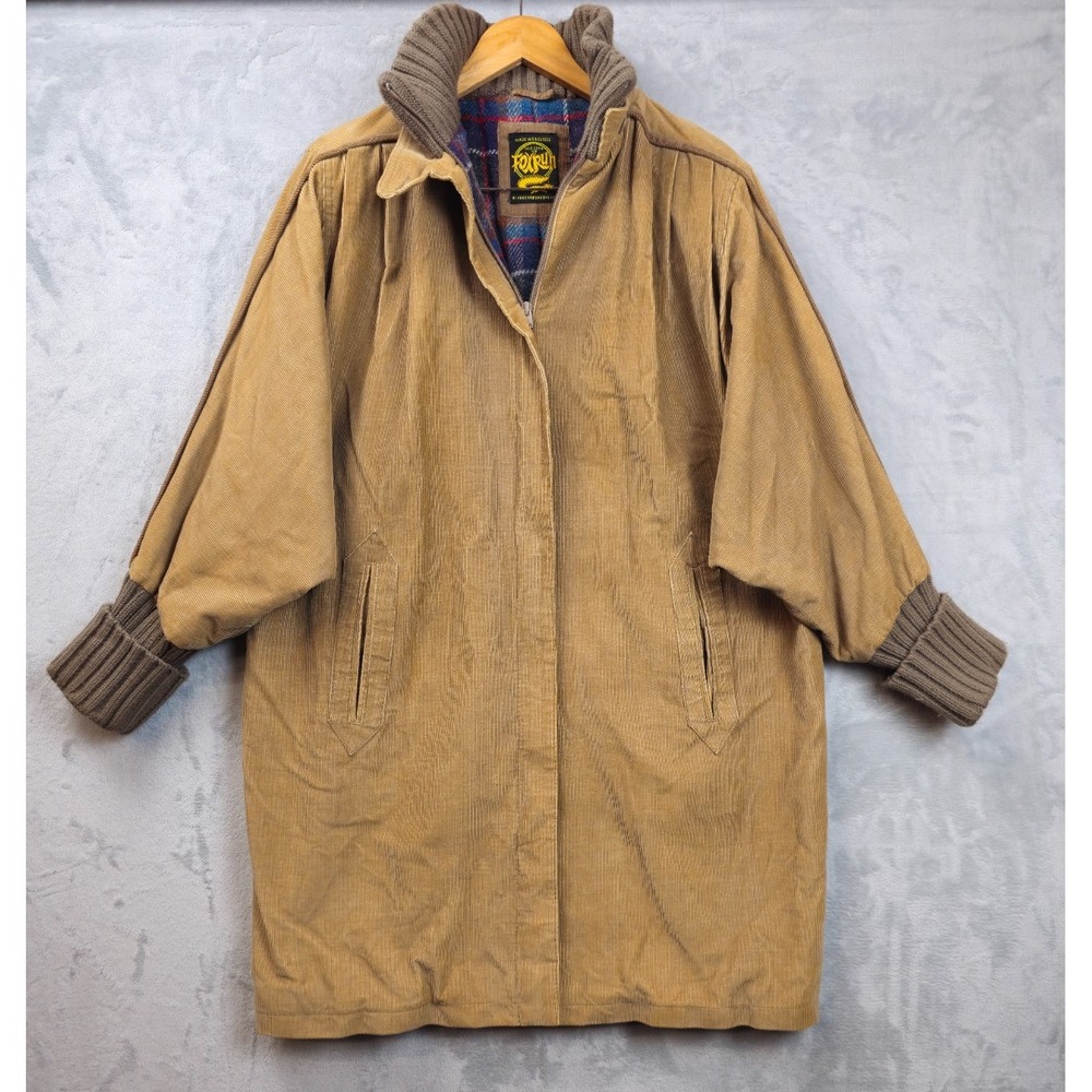 VTG Gale Gould For Fox Run Brown Corduroy Parka Jacket Womens Large 80s 90s